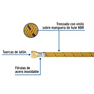 Manguera para gas, vinilo, 3/8
