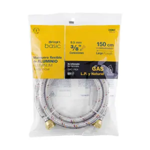 Manguera para gas, aluminio, 3/8