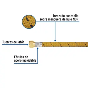 Manguera para gas, vinilo, 3/8