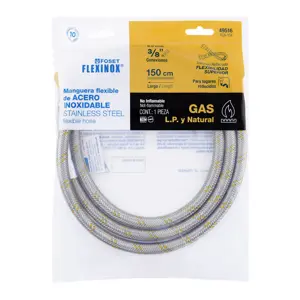 Manguera para gas, acero inox, 3/8