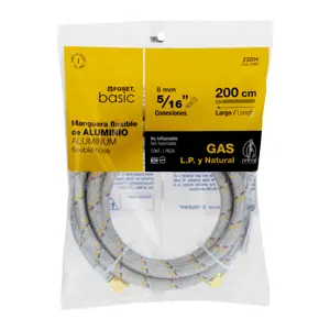 Manguera para gas, aluminio, 5/16