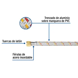 Manguera para gas, aluminio, 5/16