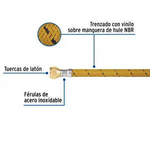 Manguera para gas, vinilo, 3/8
