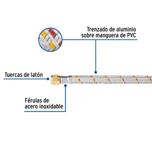 Manguera para gas, aluminio, 5/16