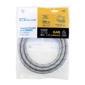 Manguera para gas, aluminio, 3/8