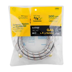 Manguera para gas, aluminio, 3/8