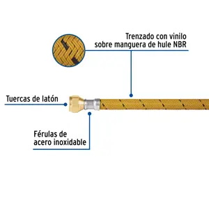 Manguera para gas, vinilo, 3/8