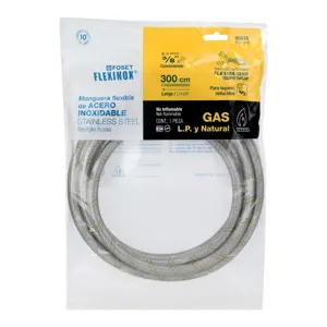 Manguera para gas, acero inox, 3/8