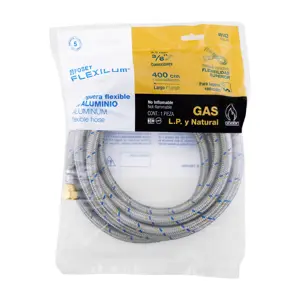Manguera para gas, aluminio, 3/8