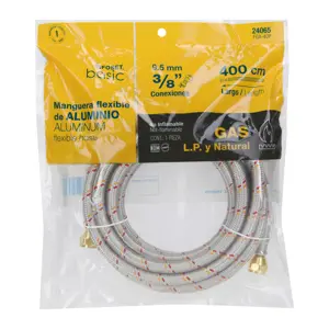 Manguera para gas, aluminio, 3/8