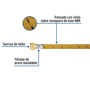 Manguera para gas, vinilo, 3/8