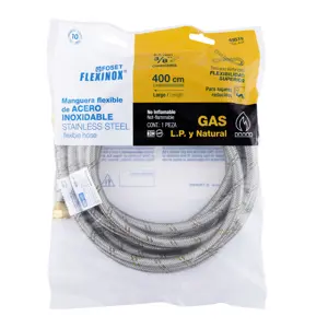 Manguera para gas, acero inox, 3/8