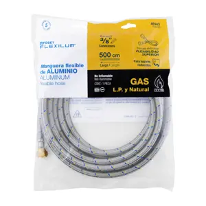 Manguera para gas, aluminio, 3/8