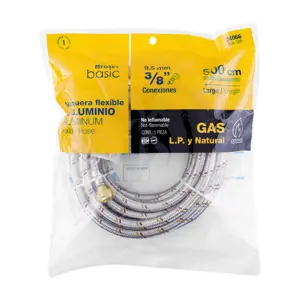 Manguera para gas, aluminio, 3/8