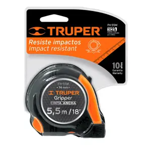 Flexómetro Gripper contra impactos 5.5 m cinta 25 mm, Truper