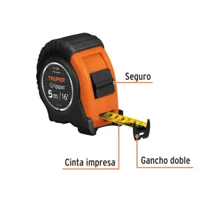 14578 / FH-5M Flexómetro Gripper contra impactos 5 m cinta 19 mm, Truper