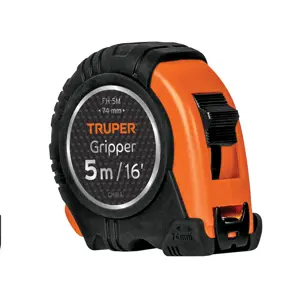 Flexómetro Gripper contra impactos 5 m cinta 19 mm, Truper