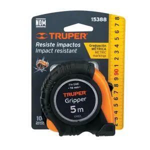 Truper Flexómetro contra impactos 5 m cinta 19 mm grad. métrica