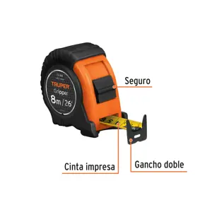 14579 / FH-8M Flexómetro Gripper contra impactos 8 m cinta 25 mm, Truper