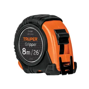 Flexómetro Gripper contra impactos 8 m cinta 25 mm, Truper