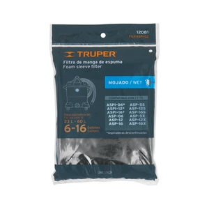 Filtro de espuma para aspiradoras 6, 12 y 16 gal, TRUPER