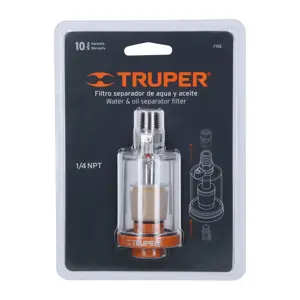 19027 / FISE Filtro separador de agua y aceite, cuerda 1/4 NPT, Truper