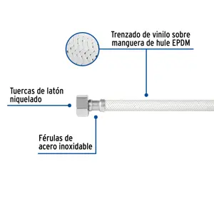 Foset Manguera lavabo/fregadero, vinilo blanco, 1/2