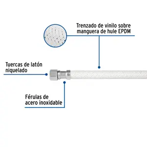 Foset Manguera lavabo/fregadero, vinilo blanco, 1/2