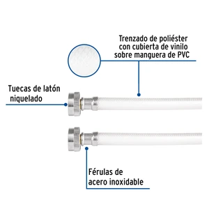 Manguera para lavadora, vinilo, 3/4