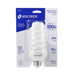 46835 / FS-24E Lámpara espiral T4 24 W luz neutra en blíster, Volteck