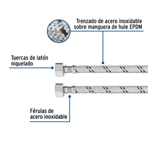 Foset Manguera p/WC, acero inox, 1/2