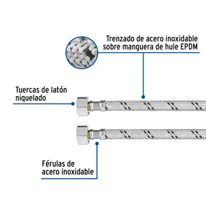 Foset Manguera p/WC, acero inox, 3/8