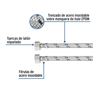Foset Manguera p/WC, acero inox, 1/2