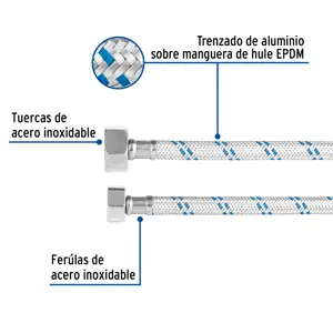 Manguera p/WC, aluminio, 1/2