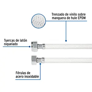 Foset Manguera p/WC, vinilo blanco, 1/2