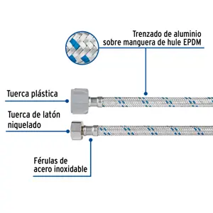 Foset Manguera p/WC, aluminio, 1/2