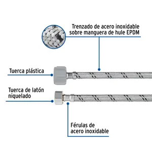 Foset Manguera p/WC, acero inox, 1/2
