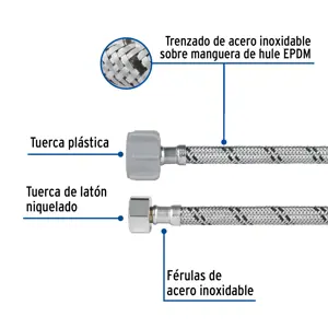 Foset Manguera p/WC, acero inox, 3/8