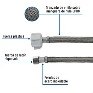 Foset Manguera p/WC, vinilo gris, 3/8