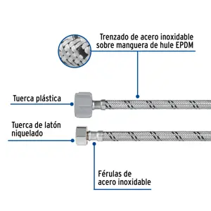 Foset Manguera p/WC, acero inox, 3/8