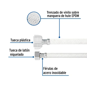 Foset Manguera p/WC vinilo blanco 1/2