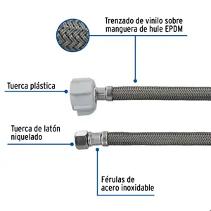 Foset Manguera p/WC, vinilo gris, 3/8