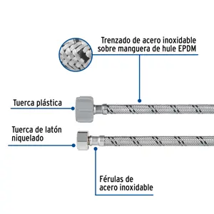 Foset Manguera p/WC, acero inox, 3/8