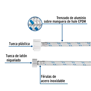 Foset Manguera p/WC, aluminio, 1/2