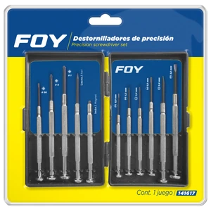 Foy-141617 / 141617 Juego de destornilladores de precisión combinados, 11 piezas en caja plástica Foy