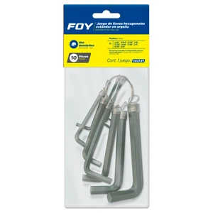 Foy-141721 / 141721 Juego de llaves hexagonales tipo "L", en pulgadas, 10 piezas en argolla Foy