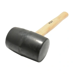 Foy-141880 / 141880 Mazo con cabeza de hule negro con mango de madera de 11", 16 oz Foy