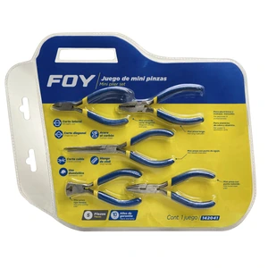 Foy-142041 / 142041 Juego de mini pinzas con mango de vinil para electrónica, 5 piezas Foy