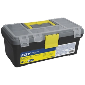 Foy-143200 / 143200 Caja portaherramientas plástica con broches plásticos y organizador color negro 12" x 6" x Foy