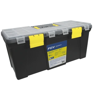 Foy-143202 / 143202 Caja portaherramientas plástica con broches plásticos y organizador color negro 22" x 10" Foy